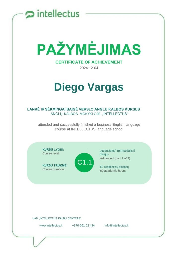 Credentials C1 Intellectus Certificate