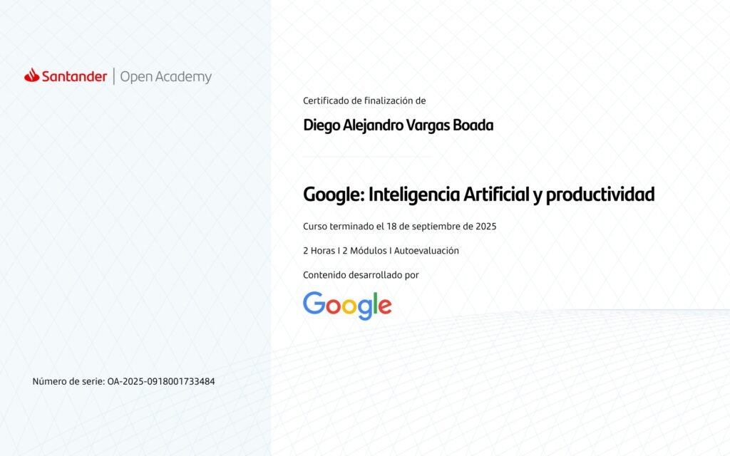 Credentials IA and Productivity by Google Certificate