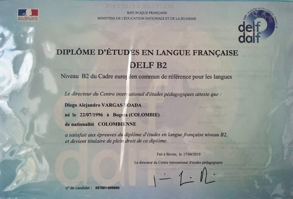 Credentials DELF B2 Certificate