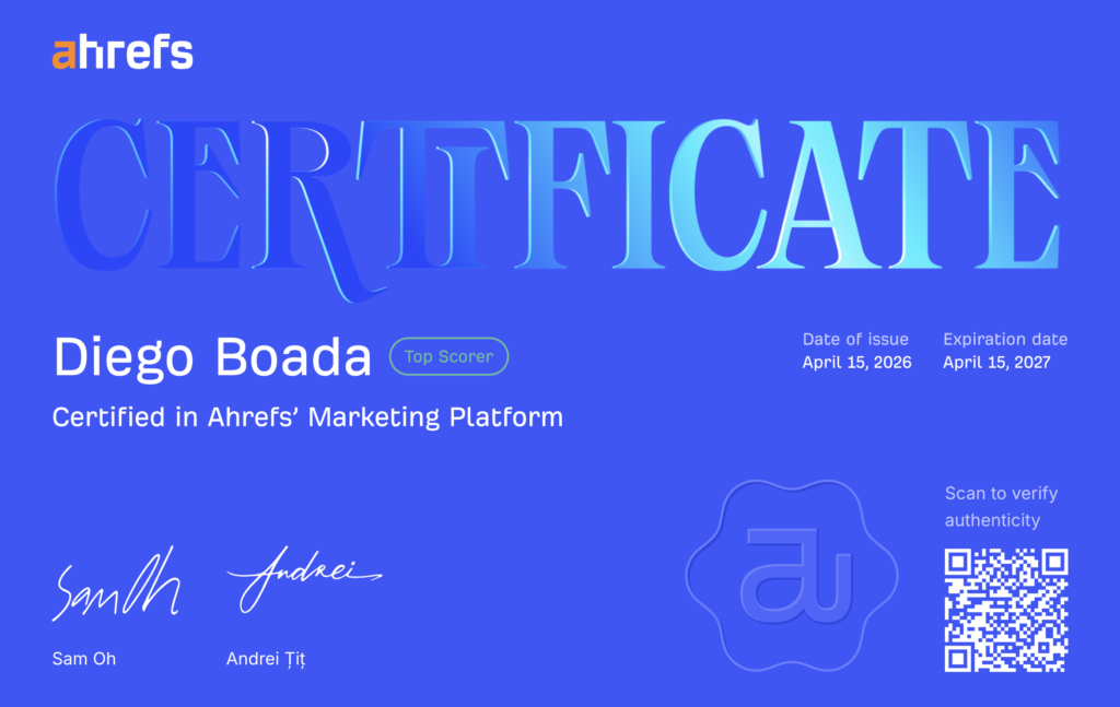 ahrefs certificate
