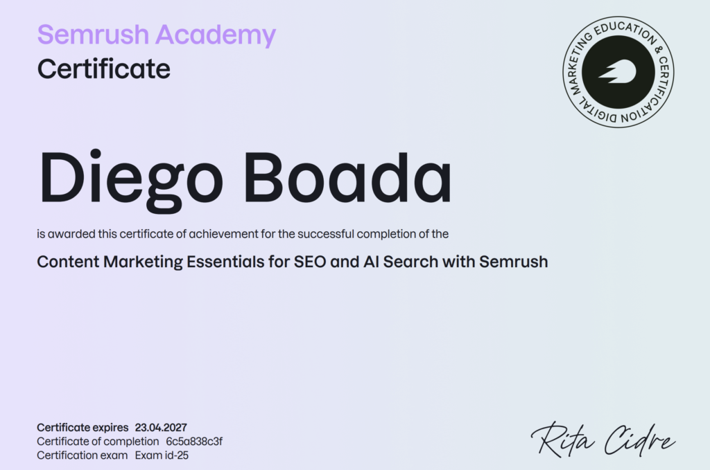 semrush academy certificate